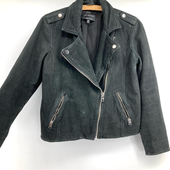 Lucky Brand Black Nubuck Leather Moto Jacket - Picture 10 of 15